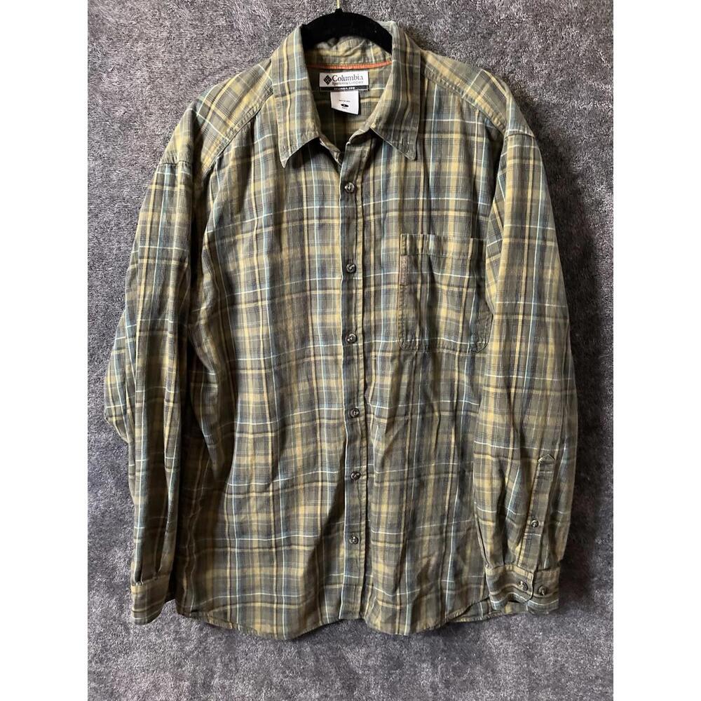 Columbia Plaid Flannel Shirt Mens Large 100% Cotton